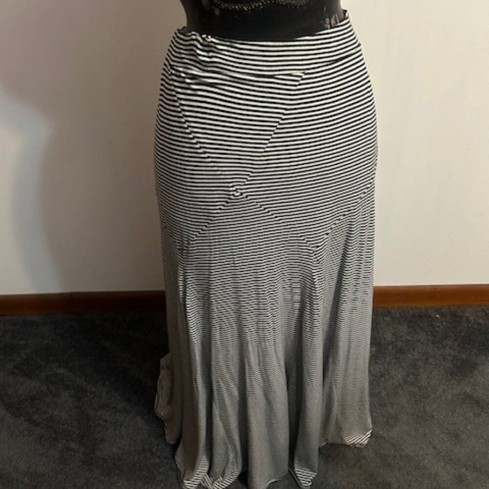 Philosophy Woman Republic Clothing Black/White Stripe Maxi skirt, size 1X